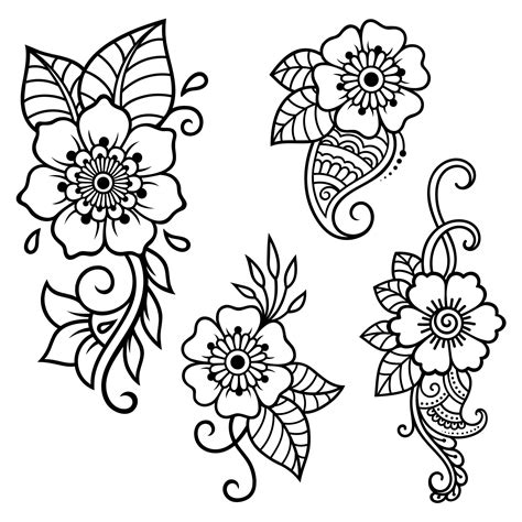 Premium Vector Set Of Mehndi Flower Pattern For Henna Drawing And