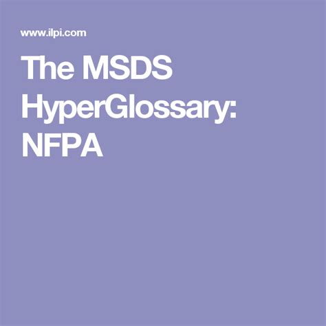 The MSDS HyperGlossary NFPA Nfpa Data Sheets