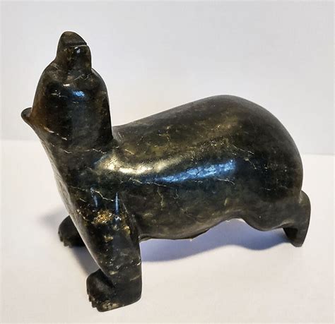 Inuit Canada Soapstone Bear Carving Authentic Indigenous Art