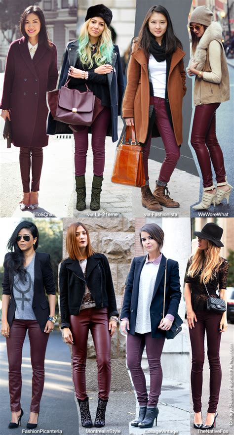 How To Wear Burgundy Coated Jeans Blue Is In Fashion This Year