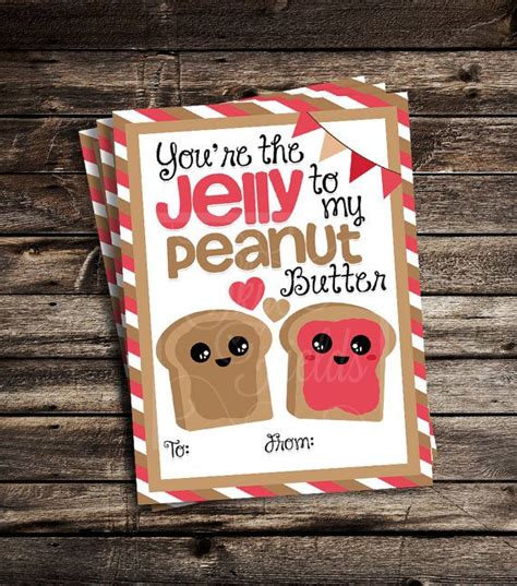 Peanut Butter And Jelly Valentine Cards Instant Download Etsy