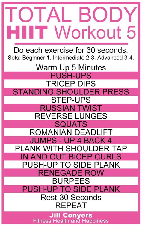 Total Body No Excuses Hiit Workout 5 Jill Conyers
