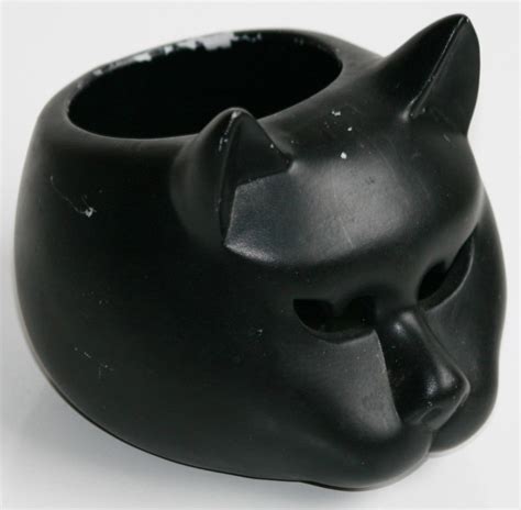 Vintage Black Cat Spooky Halloween Votive Candle Holder Or Candy Dish