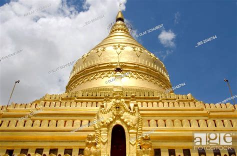 Golden Shwezigon Pagoda Bagan Nyaung U Myanmar Burma Southeast
