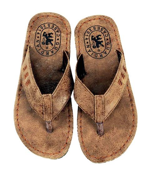 Guardian Brown Leather Flip Flops For Men Price In India Buy Guardian