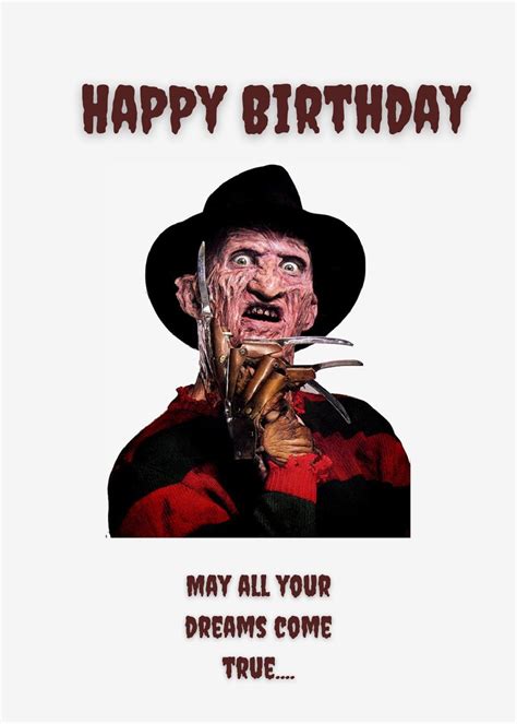 Freddy Krueger Birthday Card Download And Print Etsy