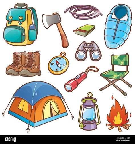 Ilustraci N Vectorial De Dibujos Animados De Equipo De Camping Imagen