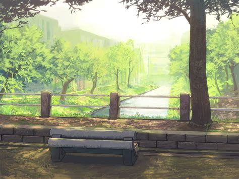 Download Park Bench Anime Original Hd Wallpaper