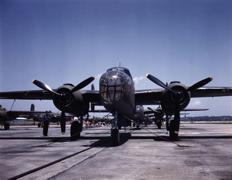 Fileb 25 Bombers On The Outdoor Assembly Line At North American