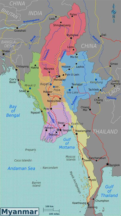 Myanmar is bordered by bangladesh and india to its northwest, china to its northeast. Een blik op de kaart van Myanmar - Zuidoost-Azië Magazine