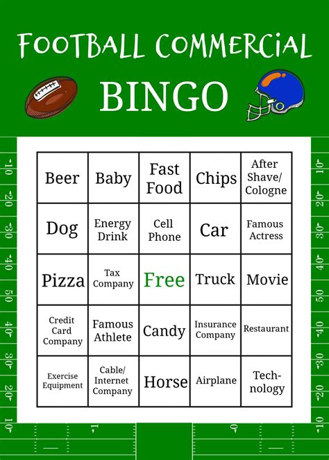 Super Bowl Commercial Bingo Free Printable Image To U