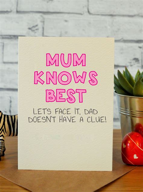 Mum Knows Best Cards For Mum And Dad Cheeky Zebra Pinterest Etsy Handmade Funny Birthday