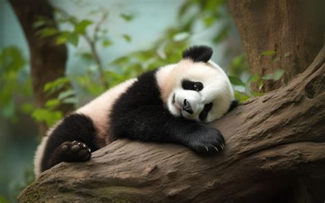 Premium Photo Sleeping Giant Panda Baby Generative Ai