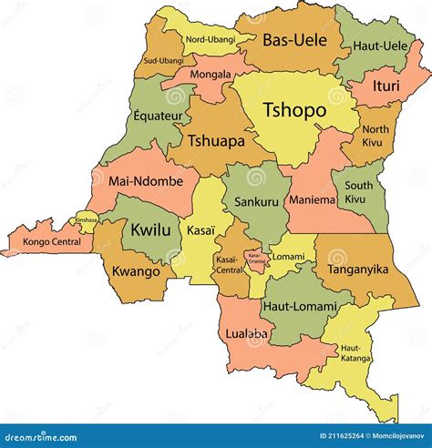 Mapa Pastel De La República Democrática Del Congo Ilustración del
