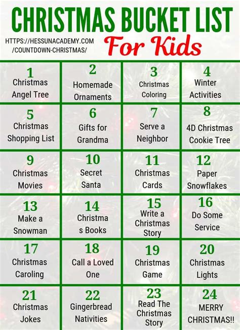 Kids Christmas Countdown Activities Ideas