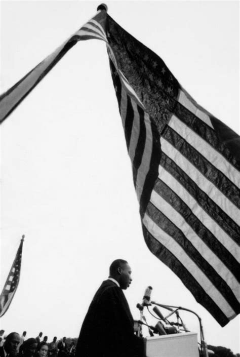 Martin Luther King Jr Under Us Flag 1957 Photographic Print For Sale