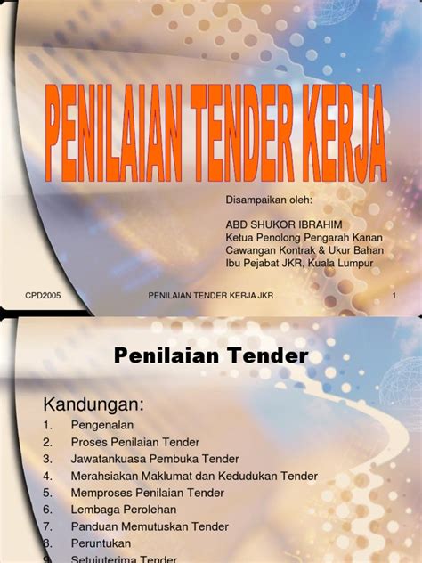 Federal land development authority (felda). Penilaian Tender