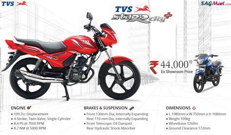 Tvs zest 110 has awarded for scooter of the year by overdrive award, bloomberg tv autocar, et zigwheels award, & motorbeam.com refrence. TVS Star City Plus Kick Start Price India: Specifications ...