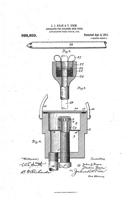 Patent No 988899a Apparatus For Cleaning Beer Pipes Brookston Beer