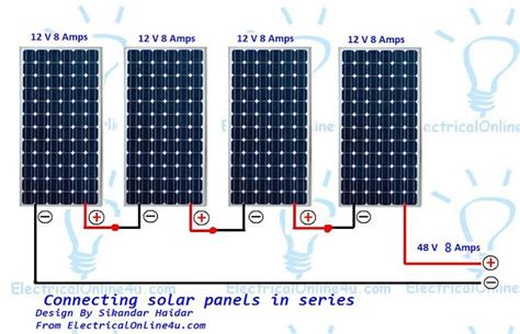 Ways of wiring multiple solar panels. Connecting Solar Panels In Series Wiring Diagram & Calculation - Electricalonline4u