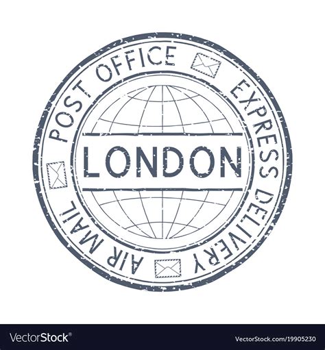 Postal Stamp With London Title Round Gray Vector Image