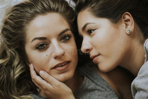 Lesbian Couple Together In Bed Stock Image Image Of Girlfriends Adult