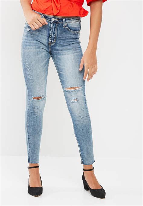 Sinner High Waisted Skinny Blue Missguided Jeans