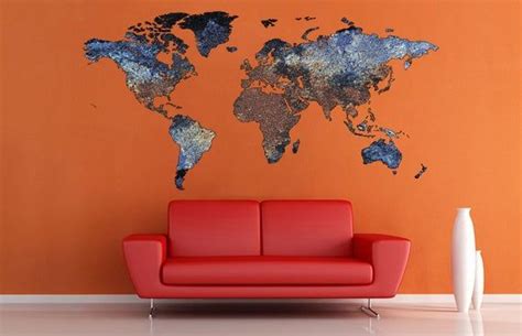 World Map Wall Decal Abstract Map Wall Sticker World Map Wall Etsy