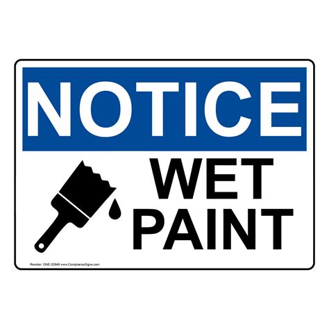 Osha Wet Paint Sign With Symbol One 32949
