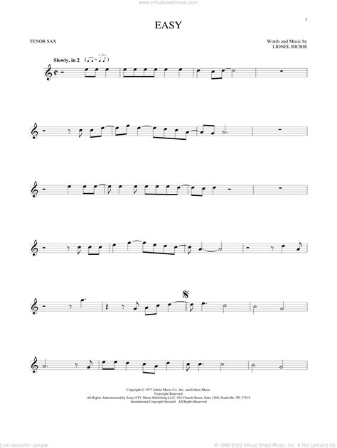 Easy Sheet Music For Tenor Saxophone Solo Pdf Interactive