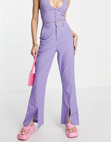Missguided Co Ord Denim Print Flared Trousers