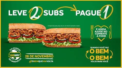 Subway comemora Dia Mundial do Sanduíche com promoção Leve Pague