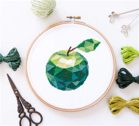 Apple Modern Cross Stitch Pattern Pdf Etsy