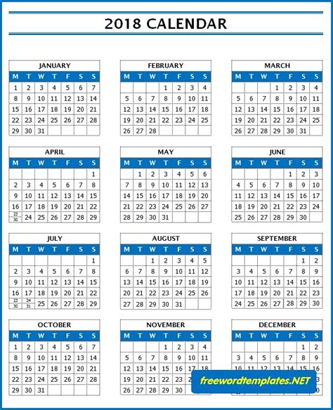Download free printable 2018 calendars yearly and monthly for jaanury, february, march, april, may, june,july,august,september,october november december. 2018 Calendars