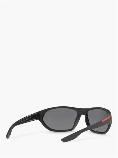 prada linea rossa ps 18us men s active polarised rectangular sunglasses matte black grey at