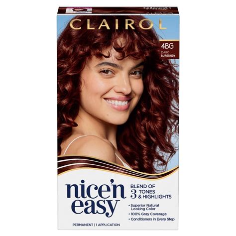 Clairol Nicen Easy Permanent Hair Color Creme 4bg Dark Burgundy Hair Dye 1 Application