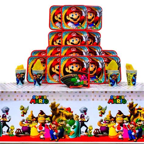 Super Mario Brothers Party Pack Seats 16 Napkins Plates Cups And