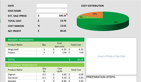 Actual daily nutrient requirements might be different based on your age, gender, level of physical activity, medical history and other factors. Free Food Cost Calculator for Excel