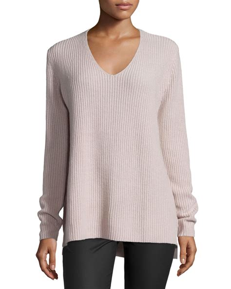 Vince Ribbed Cashmere V Neck Sweater Neiman Marcus Ribbed Sweater