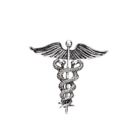 Crystal Caduceus Pins Wing With Snakes Badge Brooches Lapel Pin