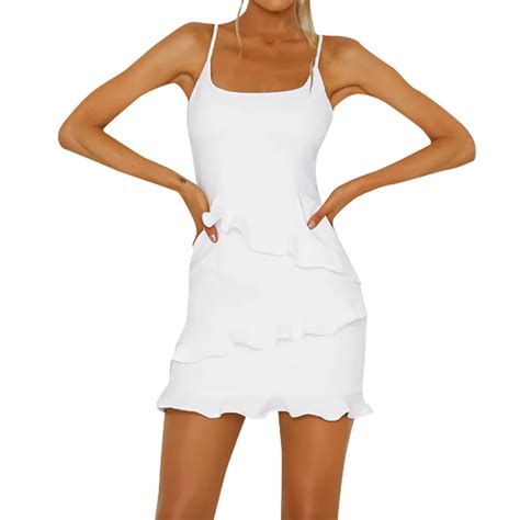 Feitong 2019 Fashion Mini White Dress Women Party Dresses Women Elegant Casual Summer Sexy