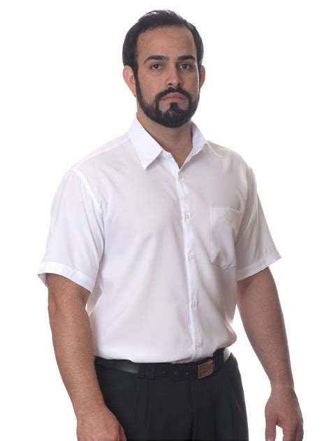 camisa social branca masculina de microfibra manga curta popup camisa social branca camisas