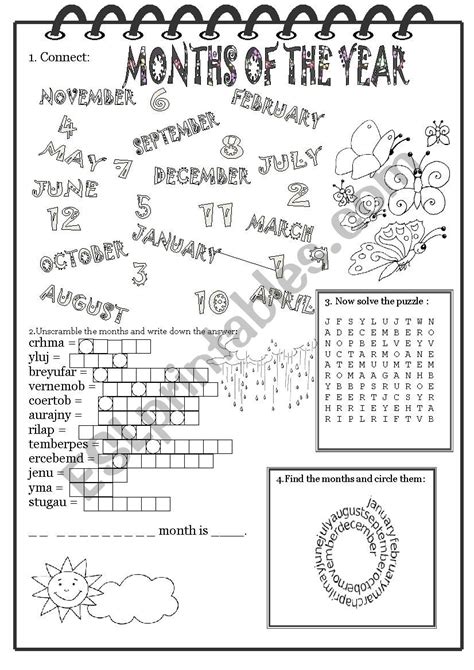 Months Of The Year Esl Worksheet By Martinasvabova