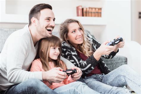 Parents Play Video Games With Their Children Stock Photo 04 Free Download
