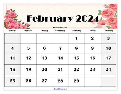 Free Printable Calendar 2024 Monthly February Month February 2024