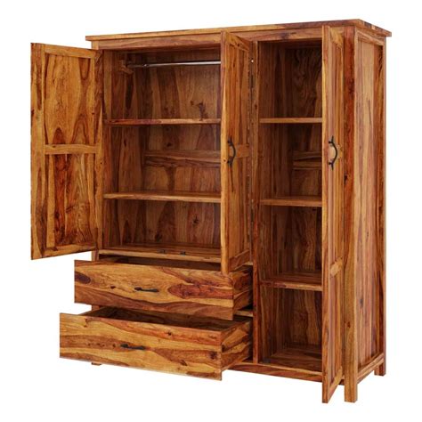 Free shipping on orders over $35. Sheffield Rustic Solid Wood 3 Door Large Bedroom Wardrobe ...
