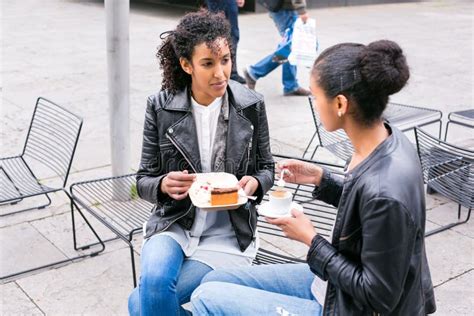 Best Friends Drinking Coffee In City Stock Photo Image Of Espresso