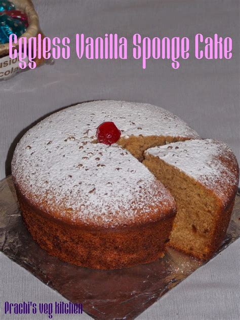 prachis veg kitchen eggless vanilla sponge cakecake  oven