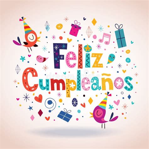Feliz Cumpleanos Happy Birthday In Spanish Card Stock Vector Illustration Of America Design