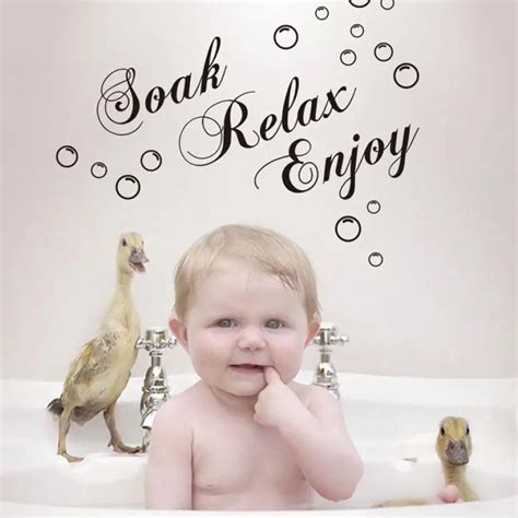Bathroom Wall Sticker Characters Shower Room Sticker Soak Relax Enjoy Living Rooms Decals Home
